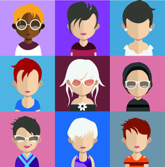 People avatars, Vector women, men avatar