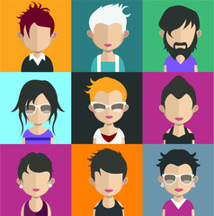 People avatars, Vector women, men avatar
