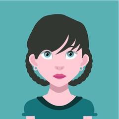 Avatar face with hair and eyebrow - Vector