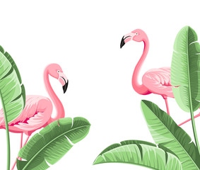 Summer tropical frame exotic banana leaf. Design background for card,invitation,poster.