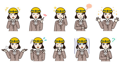 Woman business suit with helmet