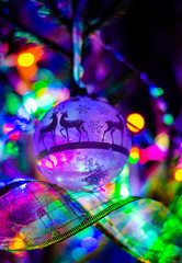 new year Christmas decorations Christmas tree lights bokeh holiday picture postcard setting