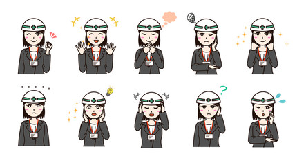 Woman business suit with helmet