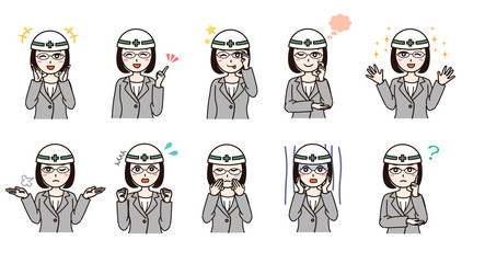 Woman business suit with helmet