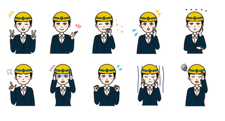 Woman business suit with helmet