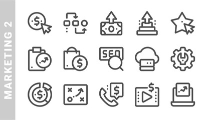 marketing 2 icon set. Outline Style