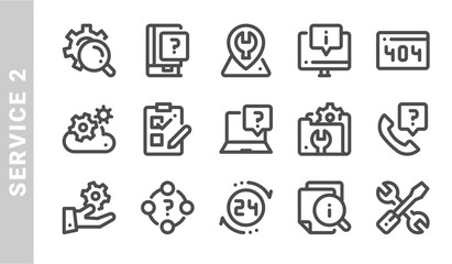service 2 icon set. Outline Style