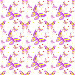 Obraz na płótnie Canvas Seamless pattern with butterfly. Vector texture illustration.