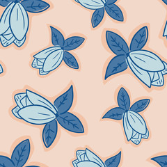 Fototapeta na wymiar seamless floral pattern with hand drawn magnolia flowers. Perfect for apparel,fabric, textile, decoration,wrapping paper.