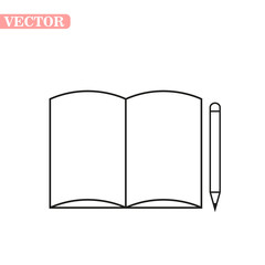 Opened book icon in outline style isolated on white background. Books symbol stock vector illustration.