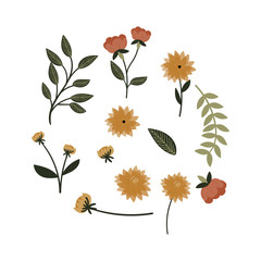 hand drawn pretty flowers vector element illustration. Perfect for apparel,fabric, textile, decoration,wrapping paper.