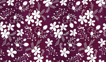 Textured Background Tiny Flowers and Branches Ditsy Sweet Design Trend Colors Minimal Concept Perfect For Fashion and Wrapping Paper Print