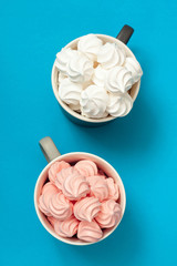 French dessert Meringue prepared from whipped with sugar and baked eggs