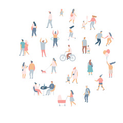 Flat vector people background. Crowd. Different People vector set.