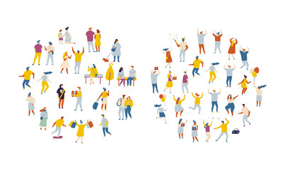 Flat vector people background. Crowd. Different People vector set.