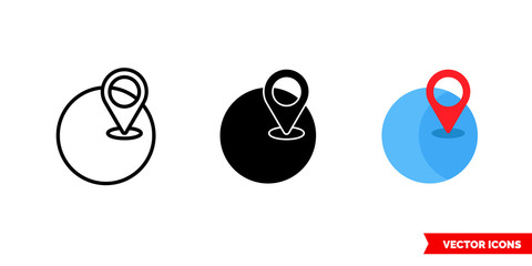 Geo icon of 3 types color, black and white, outline. Isolated vector sign symbol.