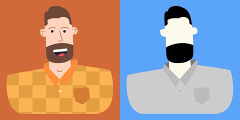 Portrait of a Man in checkered shirt. Avatar. Vector Flat Illustration.