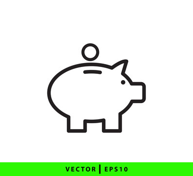 Piggy bank icon vector logo design template