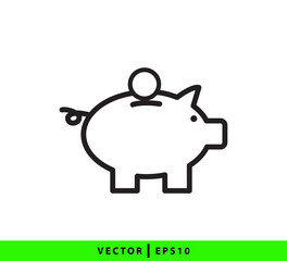 Piggy bank icon vector logo design template