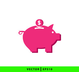 Piggy bank icon vector logo design template