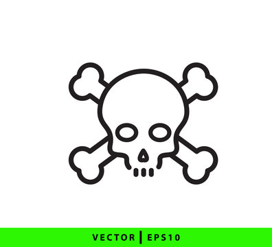 Pirate skull icon vector logo template flat trendy