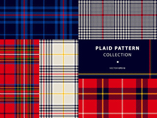 Plaid pattern collection, set with classic red and deep blue - 372489007