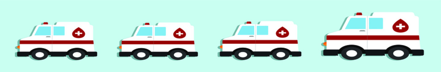 set of ambulance car cartoon icon design template with various models. vector illustration