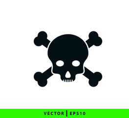 Pirate skull icon vector logo template flat trendy