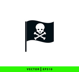 Pirate skull icon vector logo template flat trendy