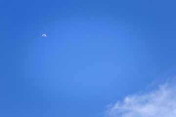 blue sky with moon and cloud