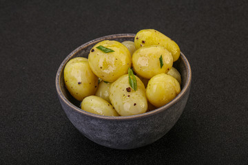 Young boiled potato in the bowl
