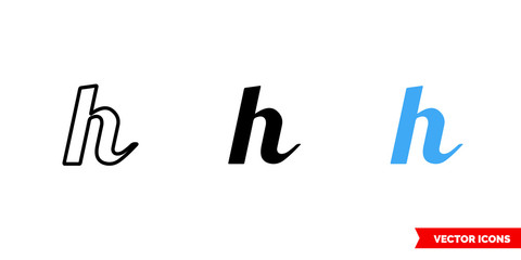 H symbol icon of 3 types color, black and white, outline. Isolated vector sign symbol.