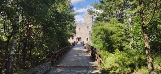 View of the entrance to the castle Strecno in Slovakia
