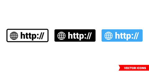 HTTP symbol icon of 3 types color, black and white, outline. Isolated vector sign symbol.