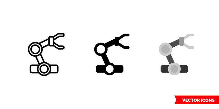 Industry robot icon of 3 types color, black and white, outline. Isolated vector sign symbol.