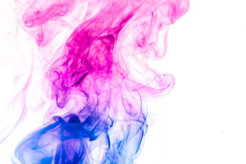 Colored smoke on white background