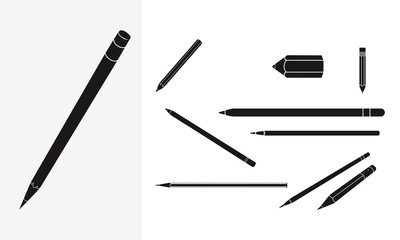 Pencil Vector set Hand Drawing Silhouette