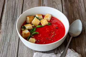 Spanish gazpacho soup. Healthy eating. Diet. Vegetarian food.