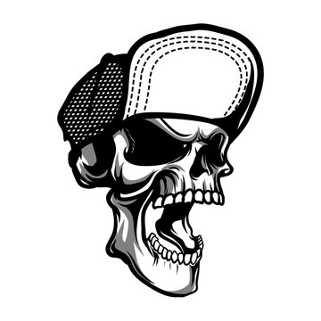 skull wearing hat
