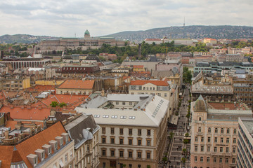 Fototapeta na wymiar View of the roofs of the Old Town of Budapest from a high point. Hungary
