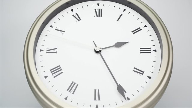 Closeup Classic clock Roman Numerals Showtime 02.00 am or pm. Time lapse 60 minutes.