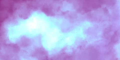 grunge deep abstract bright background of lilac color with blue, watercolor brush strokes, color mixing and glow effect.