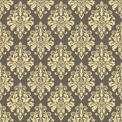 Fotobehang Wallpaper in the style of Baroque. Seamless vector background. Gold and gray floral ornament. Graphic pattern for fabric, wallpaper, packaging. Ornate Damask flower ornament © ELENA