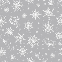 Beautiful hand drawn snowflakes seamless pattern, fragile winter background, great for textiles, banners, wallpaper, wrapping - vector design