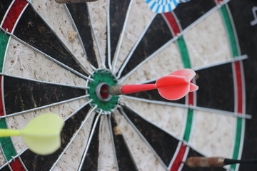 Darts red arrow in the aim point. Nusiness sucess concept
