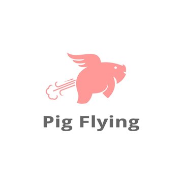 creative pig flying logo design vector