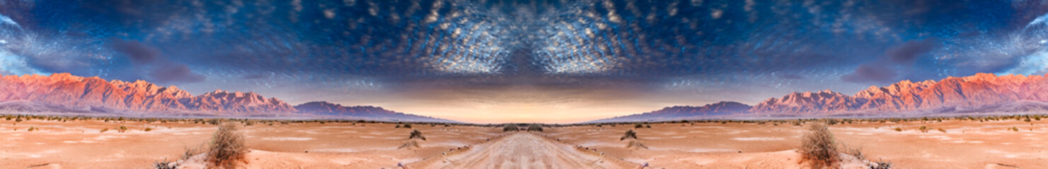 
Countryside road among Savannah valley and sand desert in the Middle East, digitally manipulated...