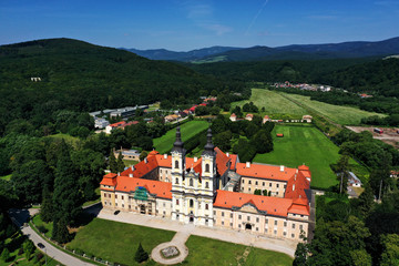 Obraz premium Aerial view of the manor house in the village of Jasov in Slovakia