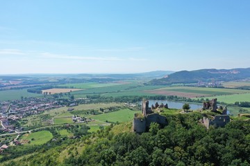 Fototapeta na wymiar Aerial view of castle in Turna nad Bodvou village in Slovakia