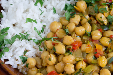 vegan curry with chickpeas closeup